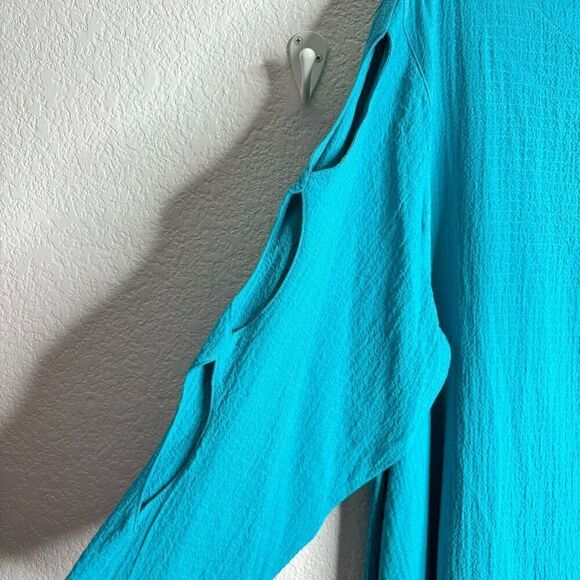 NWT Ali Miles Womens‎ 2X Turquoise Cut Out Sleeve Scoop Neck Tunic Top - Picture 3 of 8
